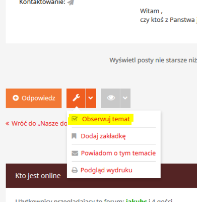 Przycisk służy do włączenia obserwacji tematu. Znajduje się na dole forum. W ten sam sposób można wyłączyć powiadomienia, gdy nie są już pożądane.